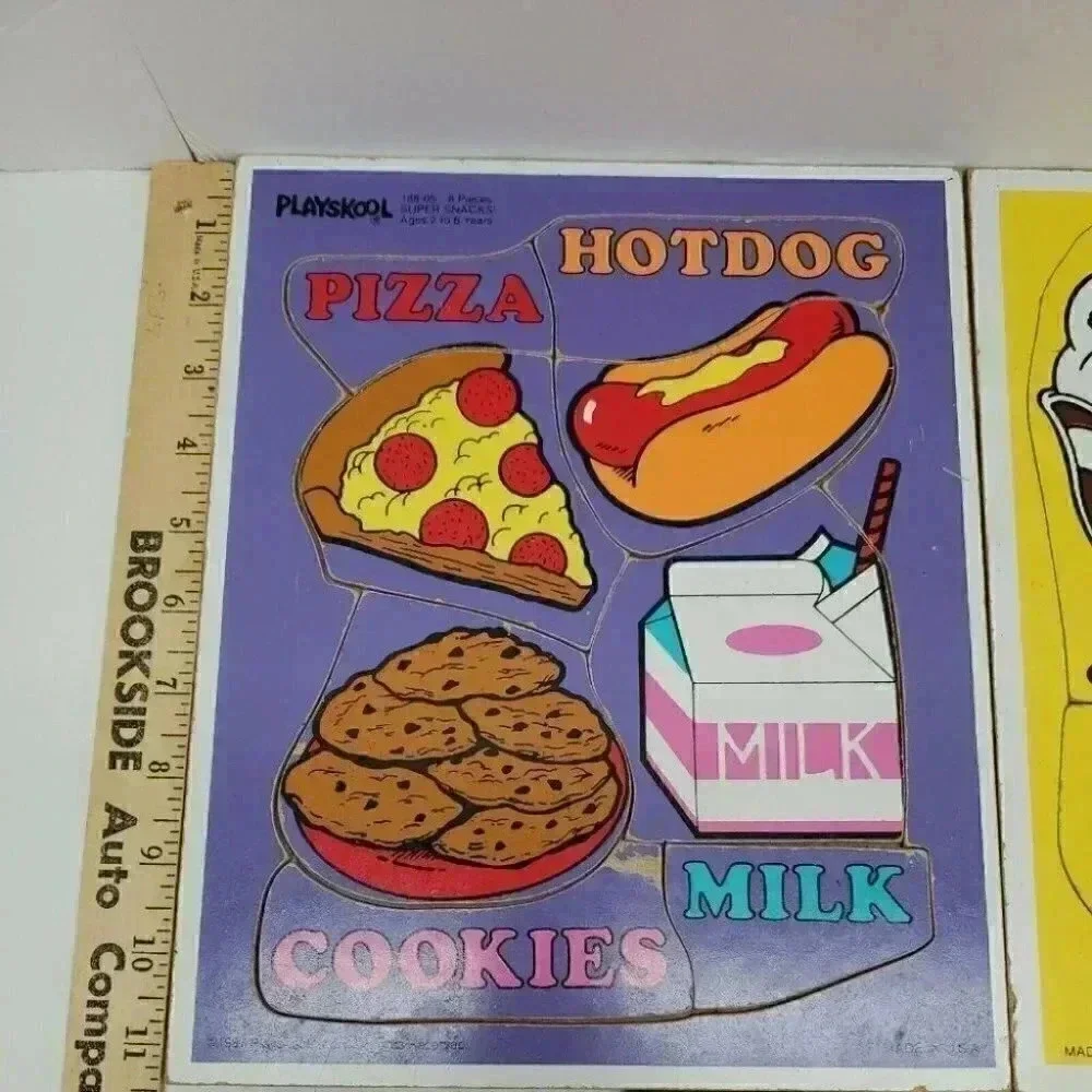 Vintage 1980'S Wooden Playskool Tray Puzzles Bundle of 3